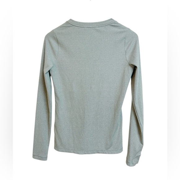 Athleta Uptempo Ribbed Long Sleeve Henley Top Green Size Small - Picture 4 of 7